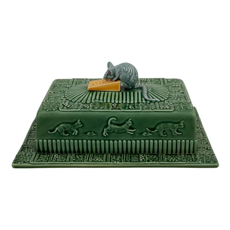 Bordallo Pinheiro &#8211; Plateau Fromage Vert avec souris et couvercle